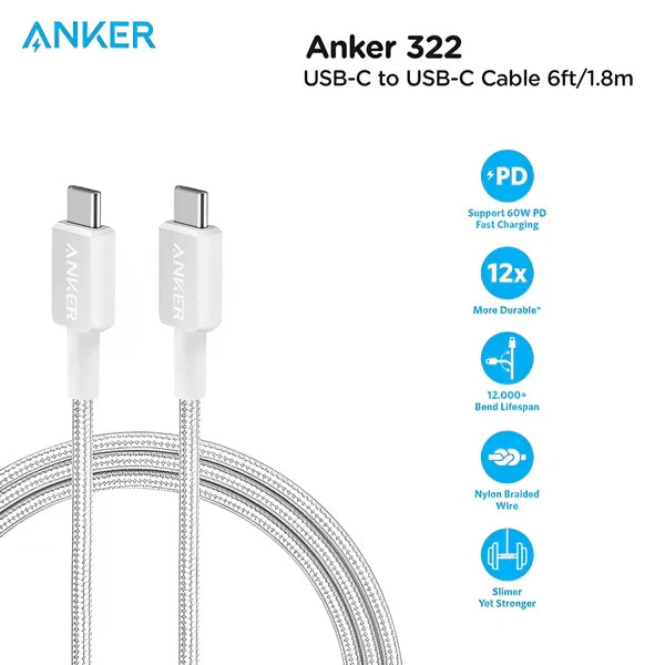 Anker 322 USB-C to USB-C Cable 6FT