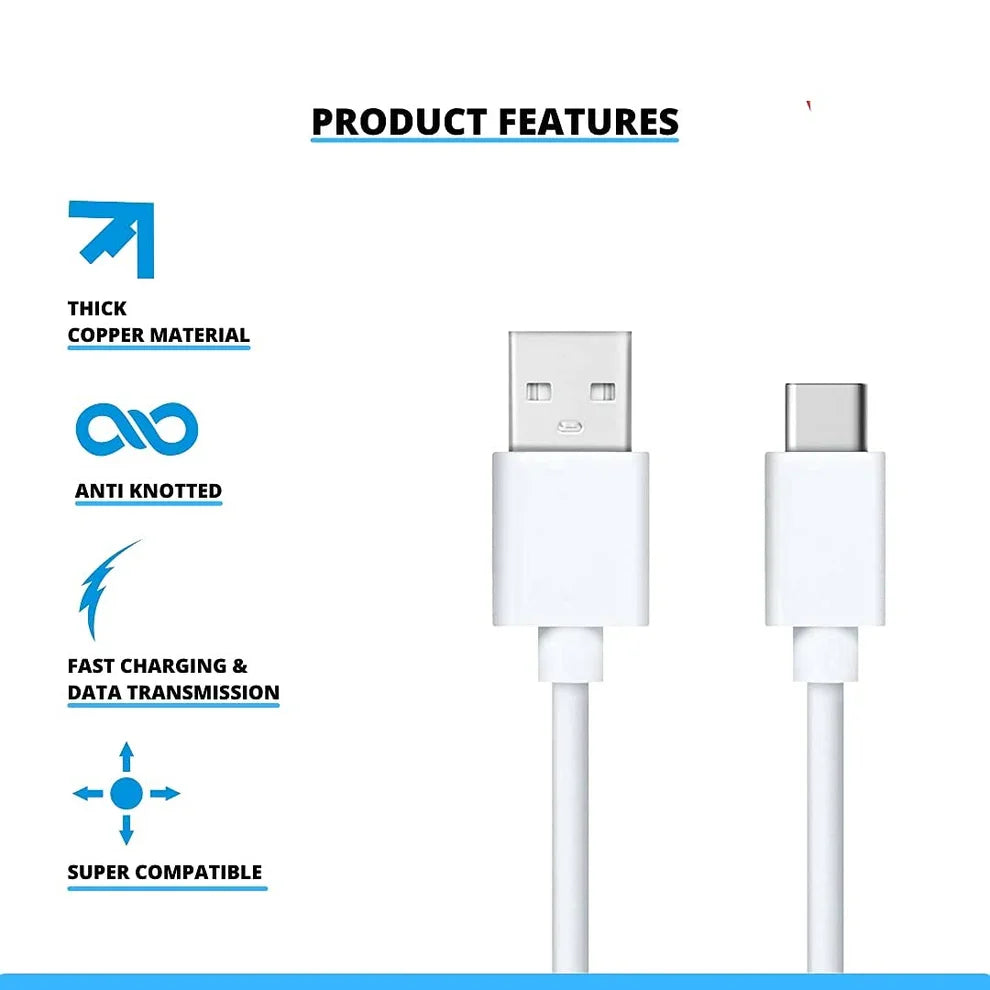 Original 44W VIVO Super Fast Charger TYPE - C 6A Android Data Cable