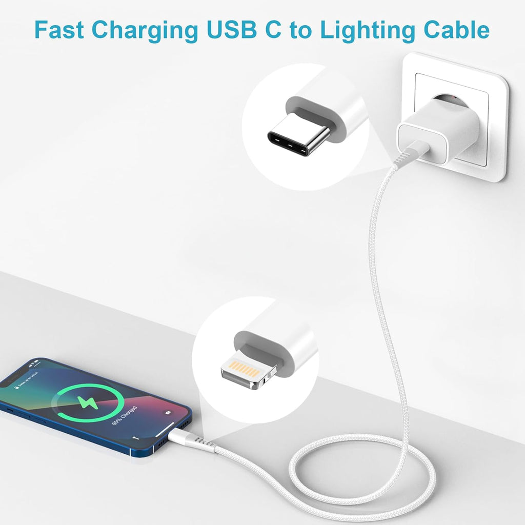 AppleType C To Lightning Nylon Braided Cable - Blue