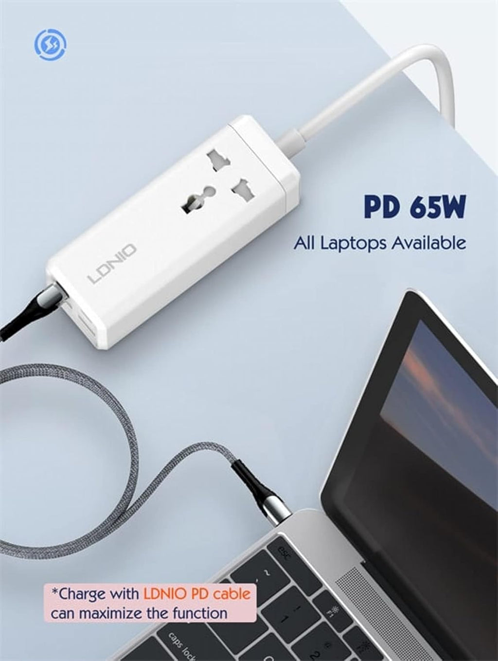 LDNIO Sc1418 65W Pd Adapter Multifunctional 250 Volts Charger Power Strip