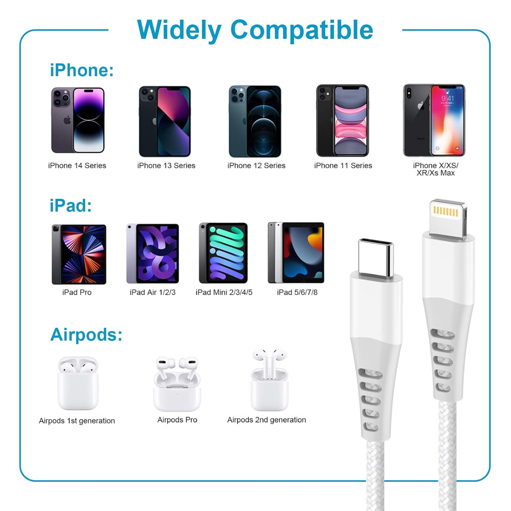 AppleType C To Lightning Nylon Braided Cable - Blue