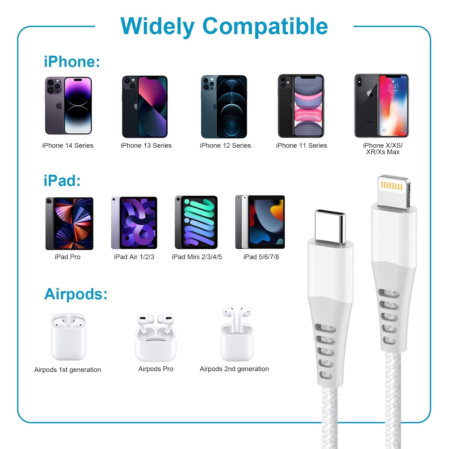 AppleType C To Lightning Nylon Braided Cable - Blue