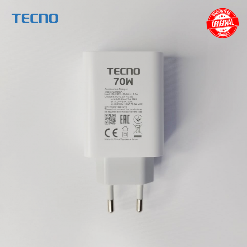 Tecno Original Fast Charger 70W