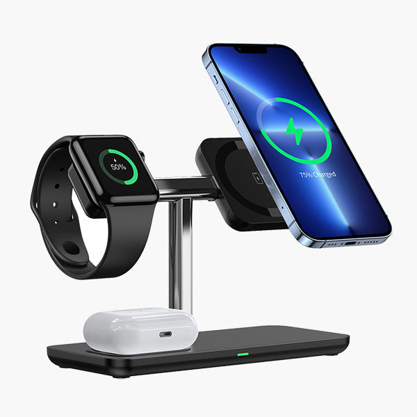 W6 3-in-1 charging station With Qi Certified Charger