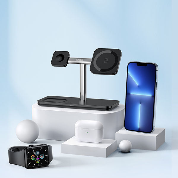 W6 3-in-1 charging station With Qi Certified Charger