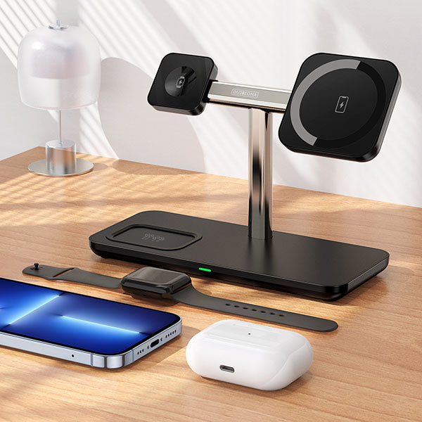 W6 3-in-1 charging station With Qi Certified Charger