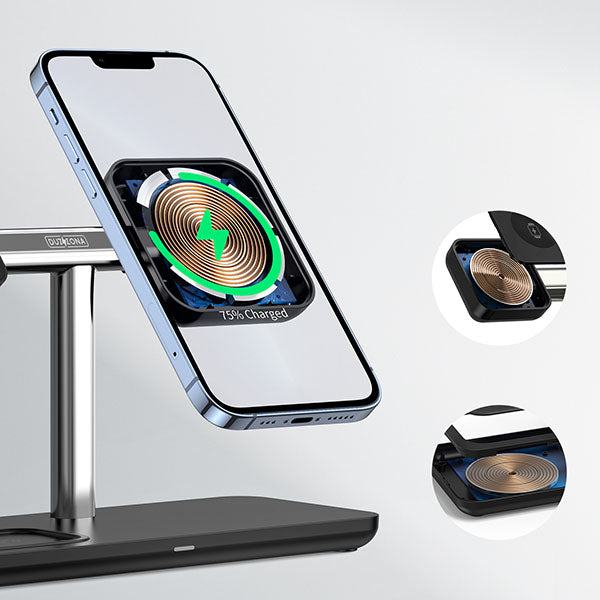 W6 3-in-1 charging station With Qi Certified Charger