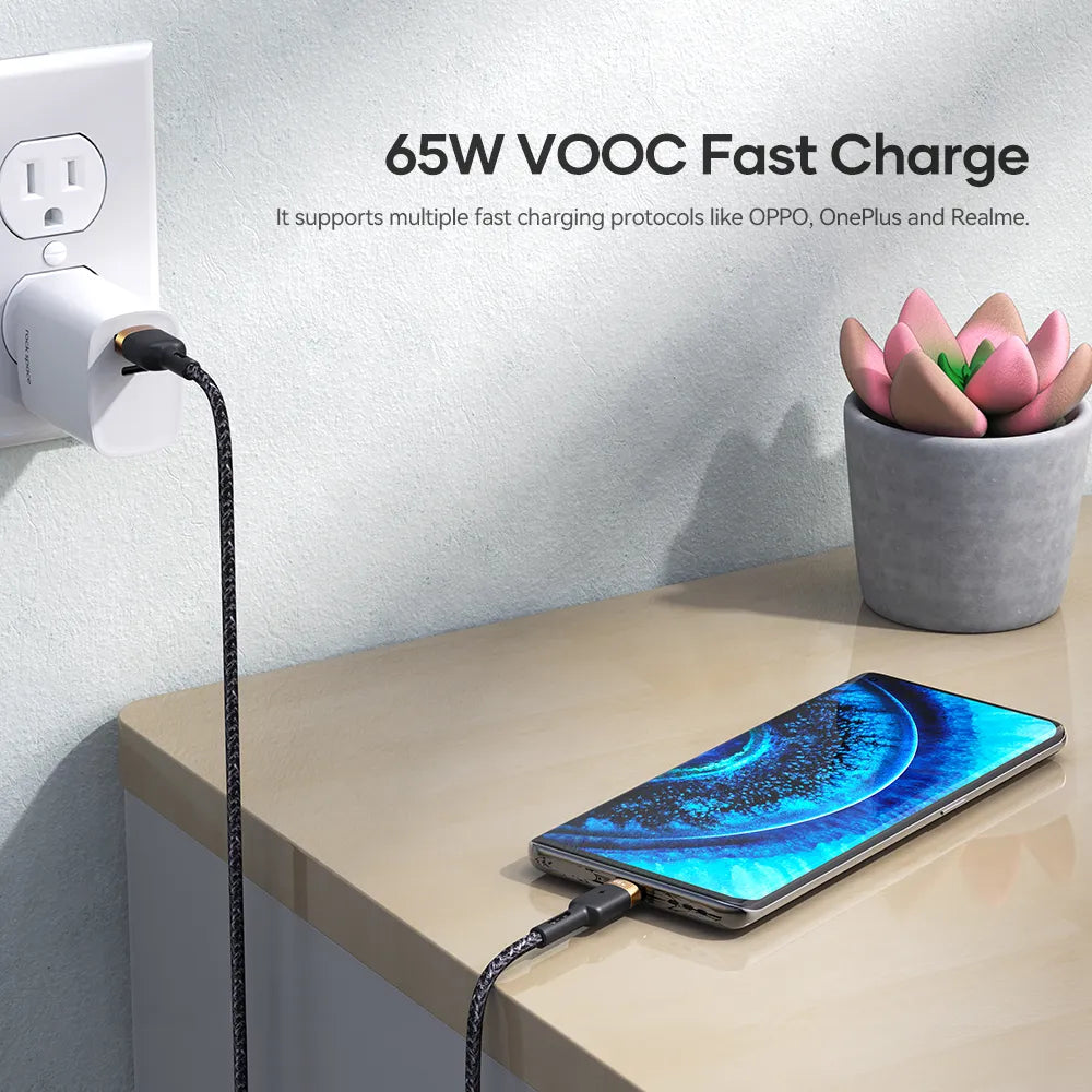 ROCK G18 66W FAST CHARGE 3-IN-1 CHARGE & SYNC NYLON CABLE