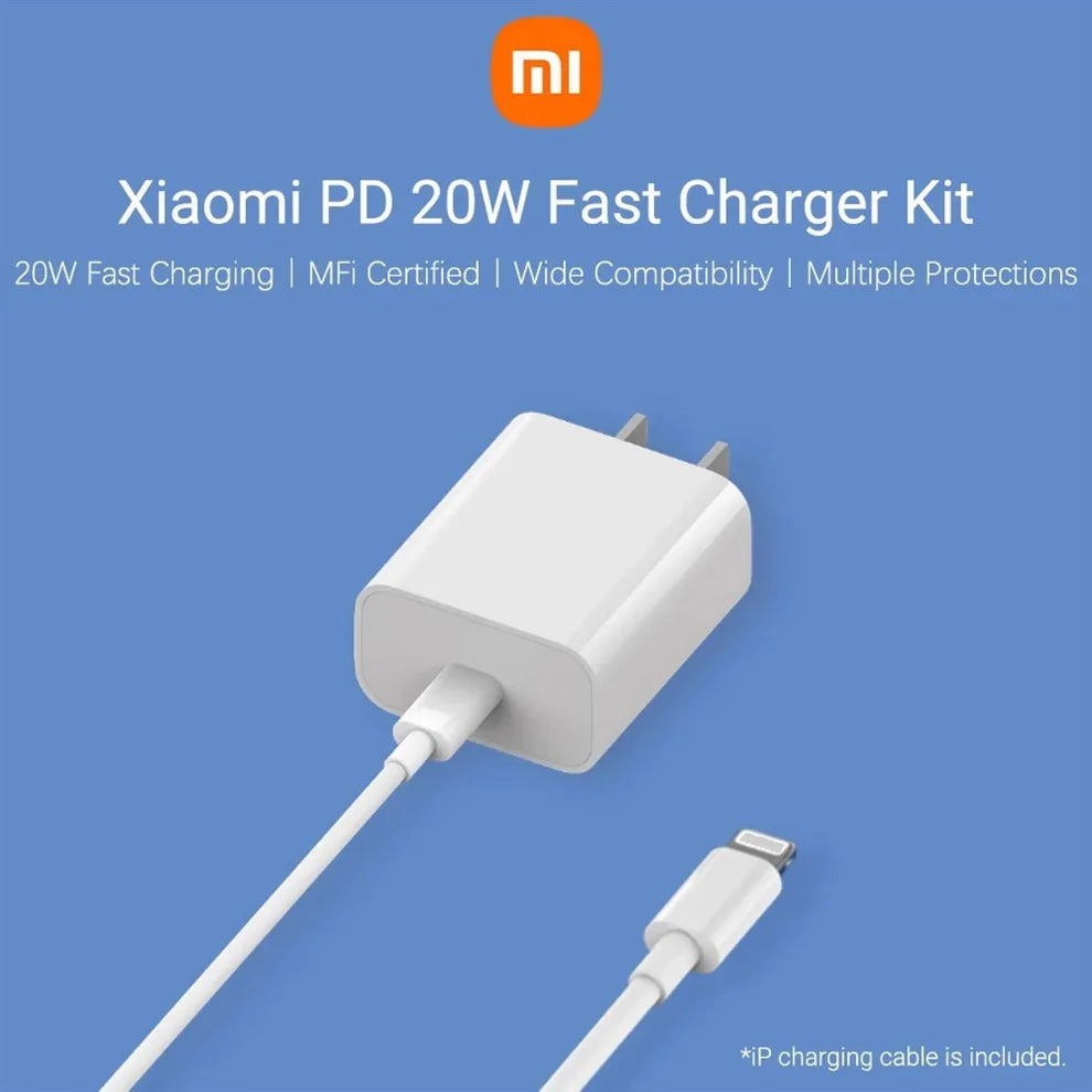 Xiaomi 20W PD Charger Plus Cable For iphone, MFI Certified